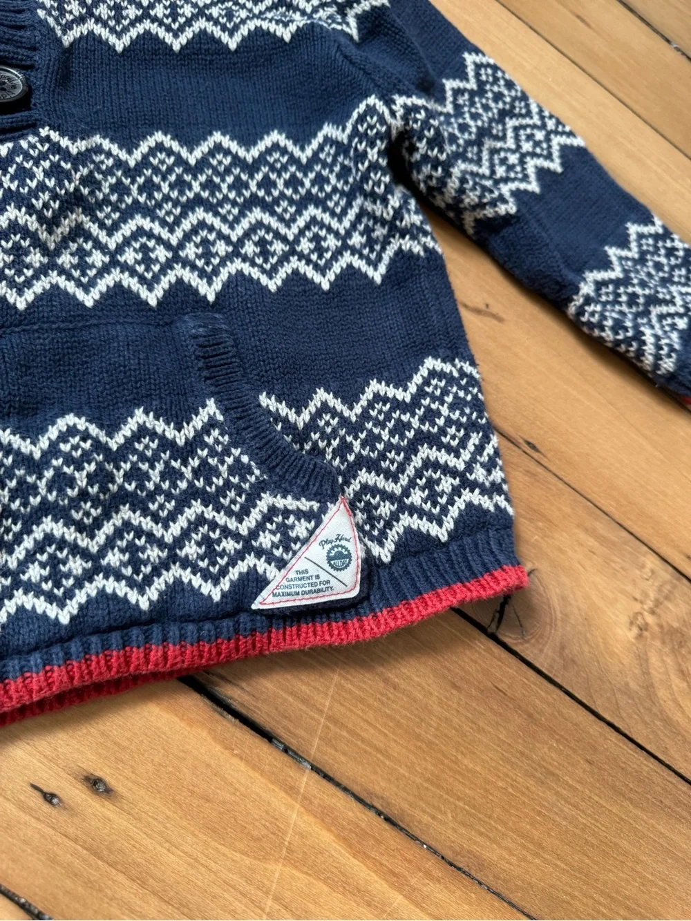 OshKosh B'gosh Navy Fair Isle Sweater with Red Trim